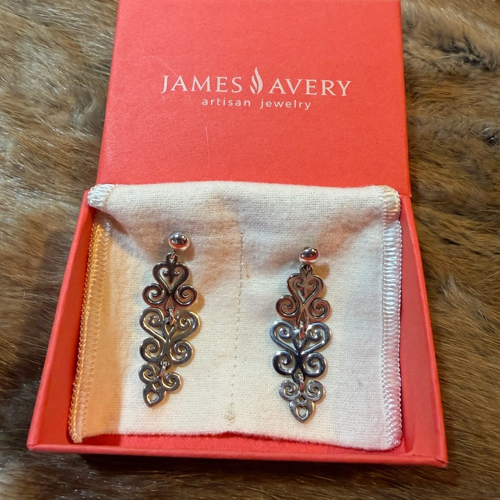 Retired James Avery Spanish Scroll Silver Earrings